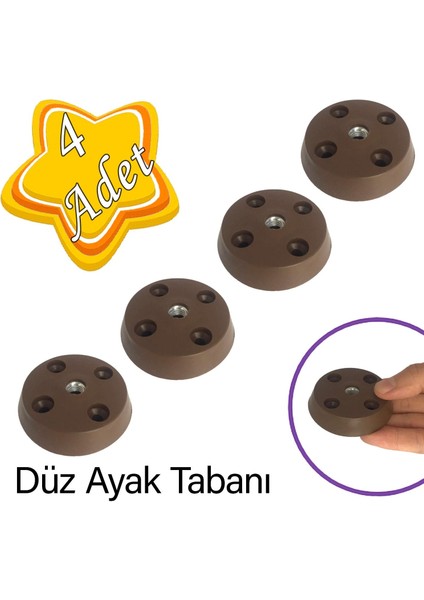 4 Adet Düz Ayak Tabanı Kahverengi Mobilya Masa Sehpa Ayağı Bağlantı Aparatı Plastik