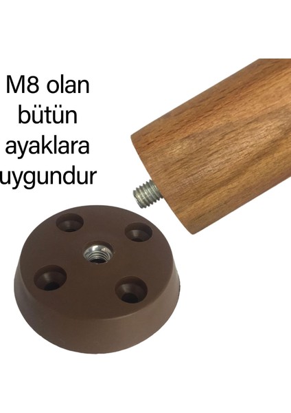 4 Adet Düz Ayak Tabanı Kahverengi Mobilya Masa Sehpa Ayağı Bağlantı Aparatı Plastik