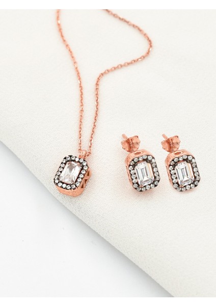 Gümüş Elmas Montür Set Bayan Gümüş Kolye Küpe Set fiyatları