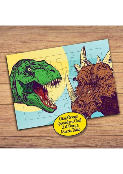 Dinazor ve Gergedan Çocuklara Özel Puzzle Yapboz TABLO-PZ171