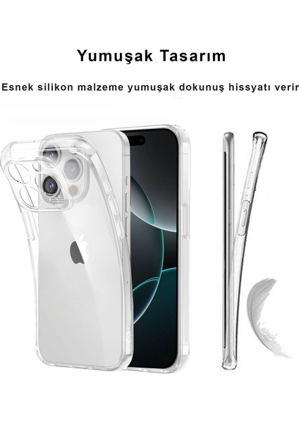 Apple iPhone 16 Pro Kılıf Şeffaf Kamera Korumalı Esnek Yumuşak Silikon