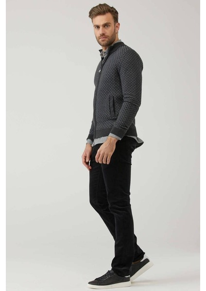 Erkek Fermuarlı Cepli Triko Hırka - Antrasit - Gri fiyatları