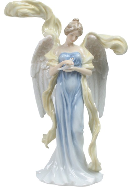 Veronese Porselen Güvercinli Melek Biblo 18x9x24,5 cm Dekoratif Obje