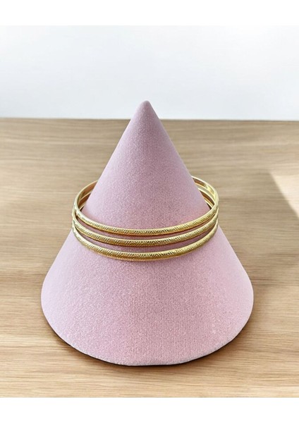 Stainless Steel Ajda Zigzag Desenli Gold Renk Bilezik 3 Lü fırsatları