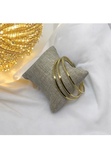 Stainless Steel Ajda Simli Desenli Gold Renk Bilezik modelleri