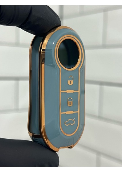 Fiat Doblo Ducato Fiorino Punto 500L Bravo Sustalı Nano Anahtar Kılıfı Gri Gold