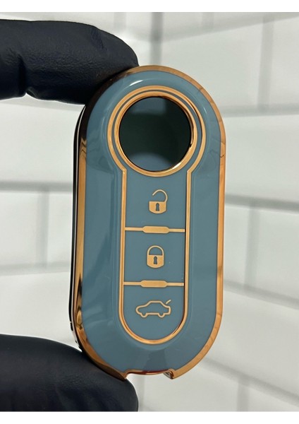 Fiat Doblo Ducato Fiorino Punto 500L Bravo Sustalı Nano Anahtar Kılıfı Gri Gold modelleri