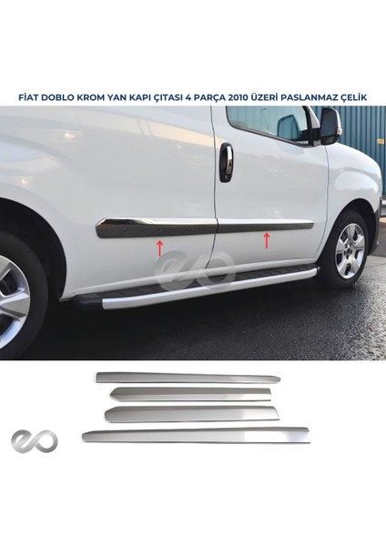 Fiat Doblo Krom Yan Kapı Çıtası 4 Kapı 2010-2015 P. Çelik