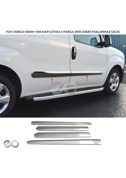 Ebal Oto Fiat Doblo Krom Yan Kapı Çıtası 4 Kapı 2010-2015 P. Çelik