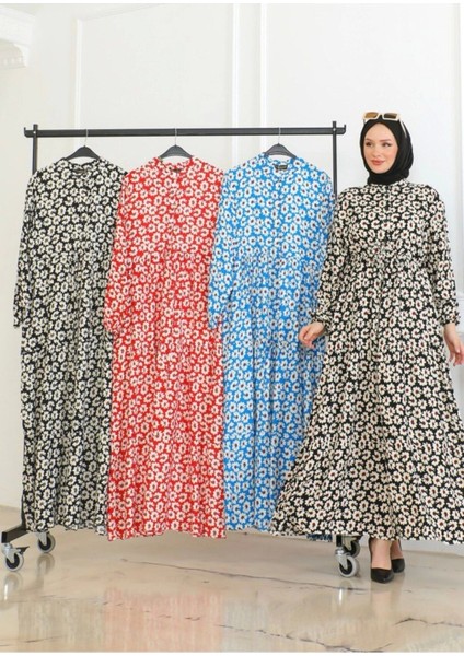 Çiçek Desenli Önü Bağlamalı Elbise / Kırmızı fırsatları