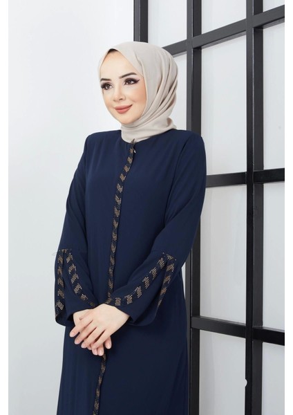 Büyük Beden Taş Detaylı Lacivert Ferace SS2030 indirimleri