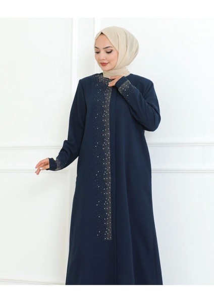 Ön ve Kol Taş Detaylı Büyük Beden Ferace modelleri