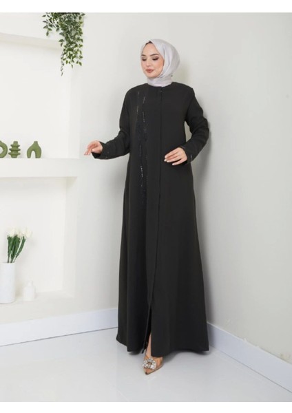 Taş Detaylı Büyük Beden Ferace fiyatları