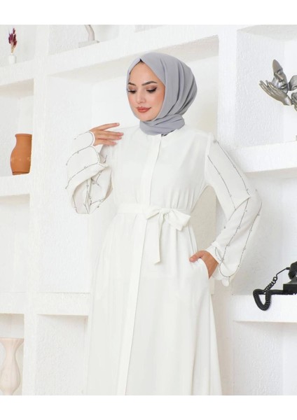 Kolları Taş Detaylı Ferace