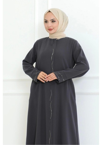 Ön ve Kol Taşlı Büyük Beden Ferace fiyatları