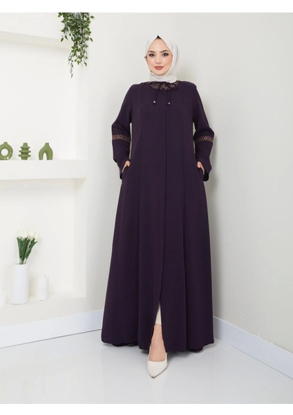 Nakış Işlemeli Büyük Beden Ferace