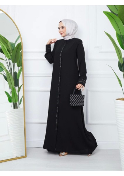 Ön ve Kol Taşlı Büyük Beden Ferace fiyatları