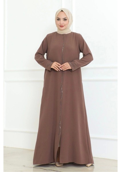 Ön ve Kol Taşlı Büyük Beden Ferace indirimleri