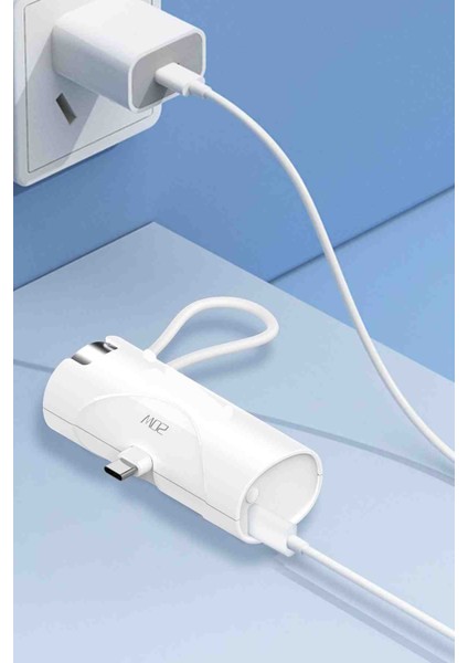 5.000 Mah 20W Dahili Type-C Çıkışlı 2.5W Saat Şarj Kablolu Pd Hızlı Şarj Mini Powerbank