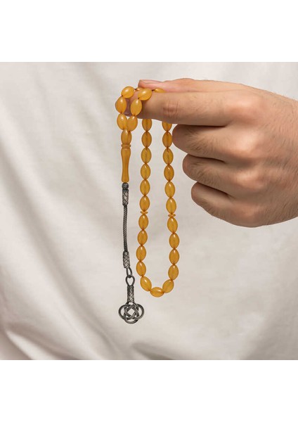 Gümüş Kazaz Püsküllü Sıkma Kehribar Tesbih fiyatları