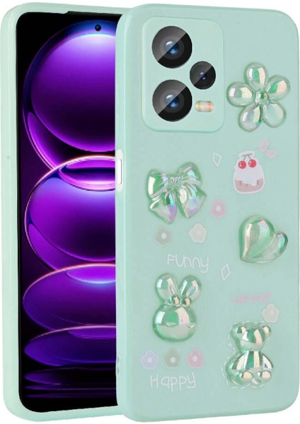 Xiaomi Redmi Note 12 Pro Plus 5g Kılıf Kabartma Figürlü Parlak Zore Toys Silikon Kapak