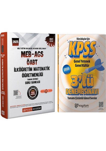 MEB-AGS-ÖABT 2025 İlköğretim Matematik Öğretmenliği Tamamı Çözümlü Soru Bankası – Çözümlü 3 Deneme