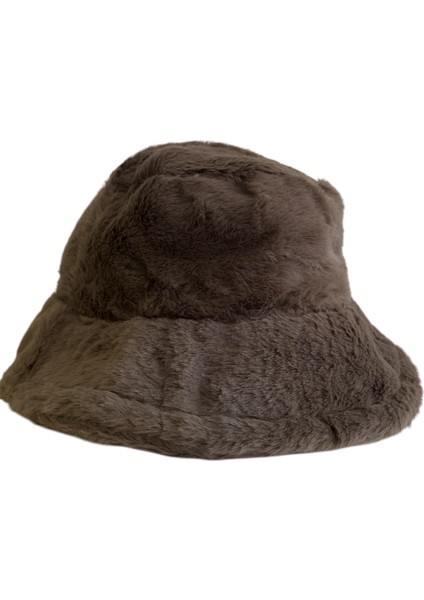 Peluş Yumuşak Dokulu Bucket Şapka - Kahverengi