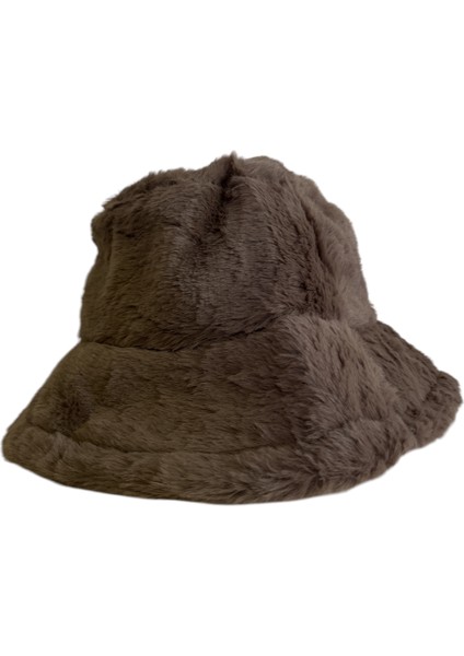 Peluş Yumuşak Dokulu Bucket Şapka - Kahverengi