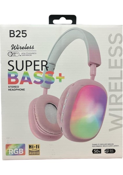 Rgb Işık Özellikli Süper Bass+ Hi - Fi Kaliteli Kafaüstü, Kulaküstü Kablosuz Bluetooth Kulaklık