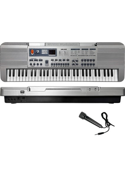 NR-610 Çocuklar İçin 61 Tuşlu USB MP3 Pilli Mikrofonlu Org