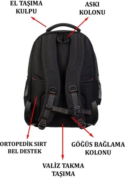 Dada Darbe Emici USB Aparatlı Su Geçirmez Kumaş 15.6 Inç 5 Bölmeli Ped Korumalı Sırt Çantası fırsatları