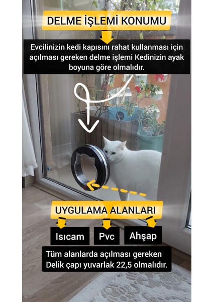 Blackcap Pati XXL Kedi Kapısı / Mat Siyah / Füme Camlı