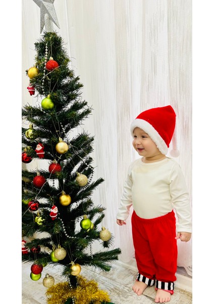 Bebek Noel Şapkası - Yılbaşı Şapkası - Polar Yıl Başı Şapkası - Noel Baba Şapkası Bebek Ebat