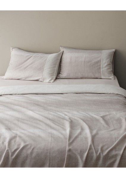 Adelya King Size %100 Pamuk Madame Coco Crep Baskılı Nevresim Takımı - Bej