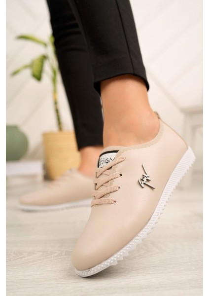 Kadın Emil Shoes Günlük Bağcıklı Bej Ayakakkabı