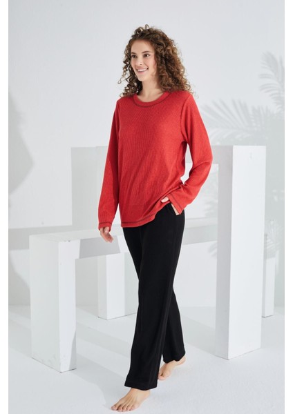 Uzun Kol Deve Tüyü Pamuklu Kadın Pijama Takımı fiyatları