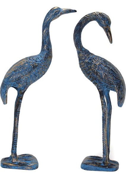 Metal Ikili Flamingo Seti 36 cm Biblo Dekoratif Hediyelik