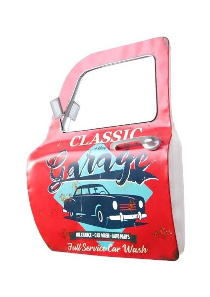 Dekoratif Classic Garage Temalı Kırmızı Araba Kapısı Ayna fiyatları
