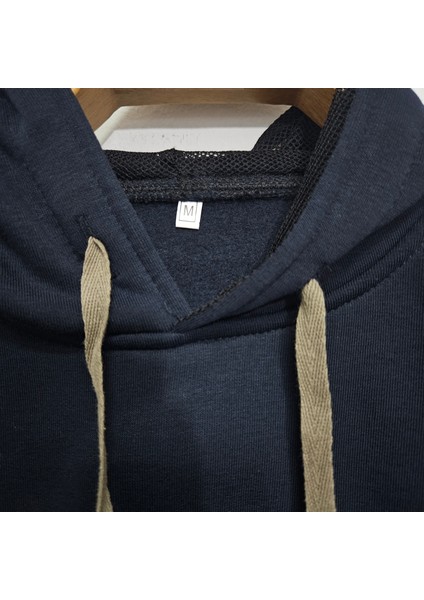 Kapüşonlu, 3 Iplik, Pamuklu, Cepli, Basic, Lacivert Sweatshirt