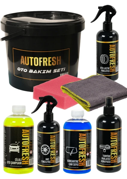 Auto Fresh Autofresh Oto Yıkama Seti Jant Temizleyici Torpido Parlatıcı Lastik Parlatıcı Şampuan Camsuyu