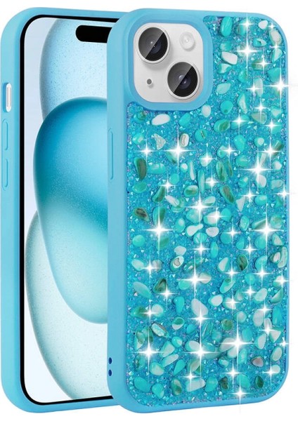 Apple iPhone 15 Kılıf Parlak Taşlı Tasarım Zore Linea Kapak