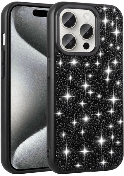 Apple iPhone 15 Pro Kılıf Parlak Taşlı Tasarım Zore Linea Kapak