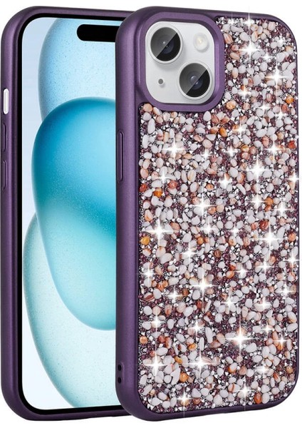 Apple iPhone 15 Plus Kılıf Parlak Taşlı Tasarım Zore Linea Kapak