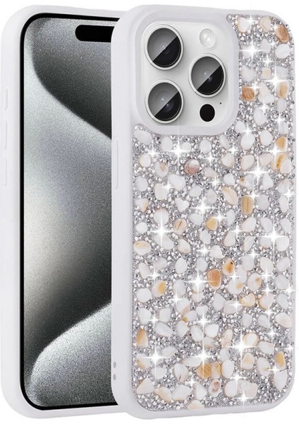 Apple iPhone 15 Pro Kılıf Parlak Taşlı Tasarım Zore Linea Kapak