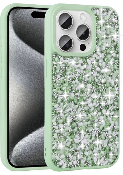 Apple iPhone 15 Pro Max Kılıf Parlak Taşlı Tasarım Zore Linea Kapak