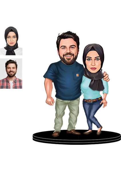 Kişiye Özel Çift9 Figürlü 3D Ahşap Biblo,sevgiliye Hediye,doğum Günü Hediyesi,