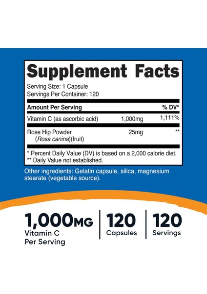 Vitamin C With Rose Hips 120 Capsules fiyatları