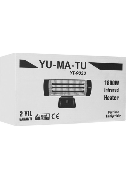 Yumatu YT-9033 1800W Seyyar Masa Altı Infrared Isıtıcı 3 Çubuklu