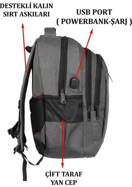 Dada 05 Darbe Emici USB Aparatlı Su Geçirmez Kumaş 15.6 Inç 5 Bölmeli Ped Korumalı Sırt Çantası modelleri