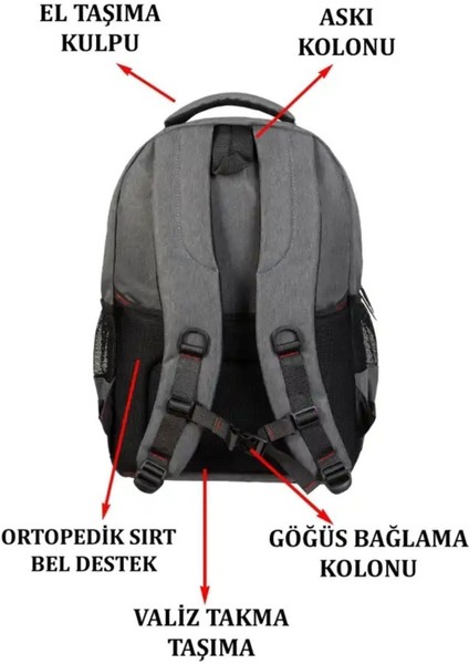 Dada 05 Darbe Emici USB Aparatlı Su Geçirmez Kumaş 15.6 Inç 5 Bölmeli Ped Korumalı Sırt Çantası fırsatları